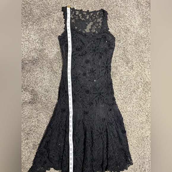 Cache Vintage Y2K Black Beaded Goth Witchy Flapper Mesh Flared Dress Size 2 - Picture 13 of 16